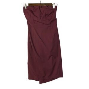 J. Crew Petite Vintage Dark Red Strapless Knee Length Dress 2